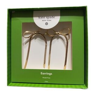 Kate Spade New York x Target Bow Linear Drop Stud Earrings Gold (BOX HAS WEAR)